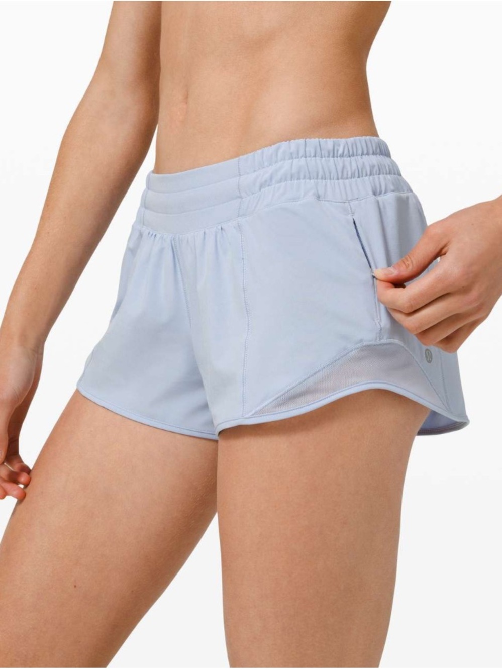 lululemon hotty hot shorts blue linen